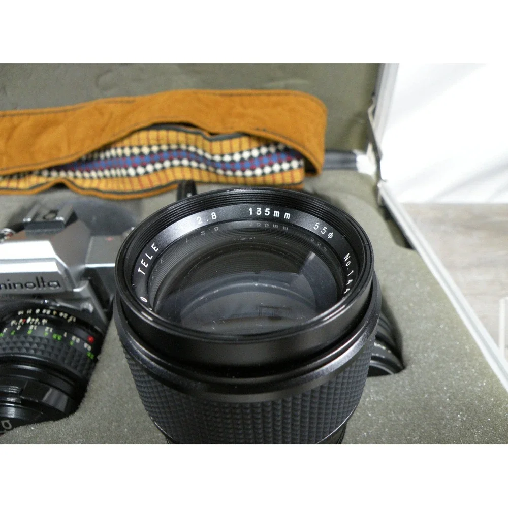 Minolta SRT 202 CLC 35mm Film Camera Kit w/ MC Rokkor-X 50mm, Vivitar, Braun